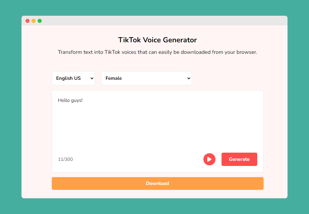 Generate TikTok voices with 37 different styles